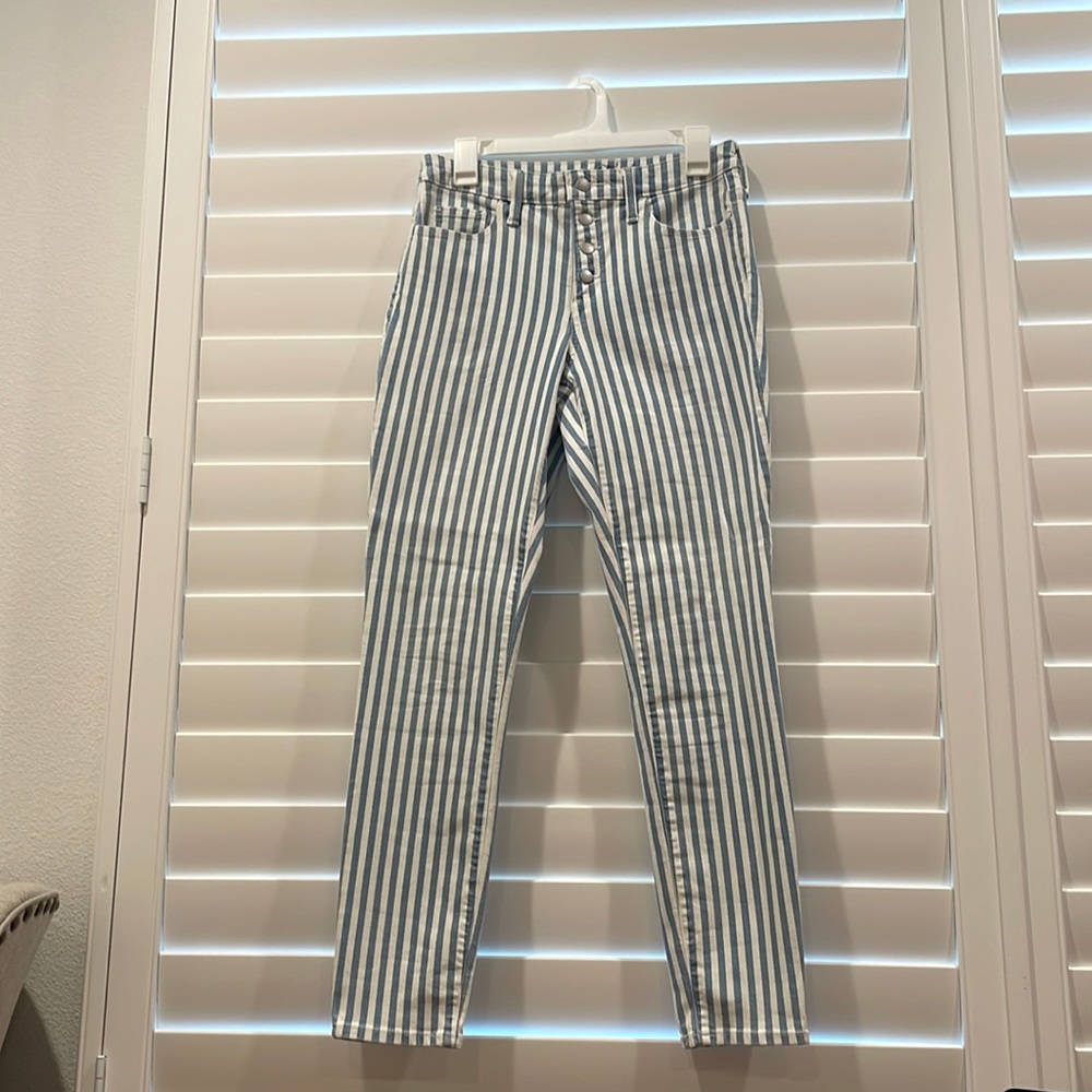 Blue and White Striped Jeans